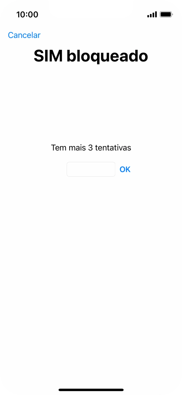 Se o cartão SIM estiver bloqueado, deve introduzir o código PIN e premir OK.