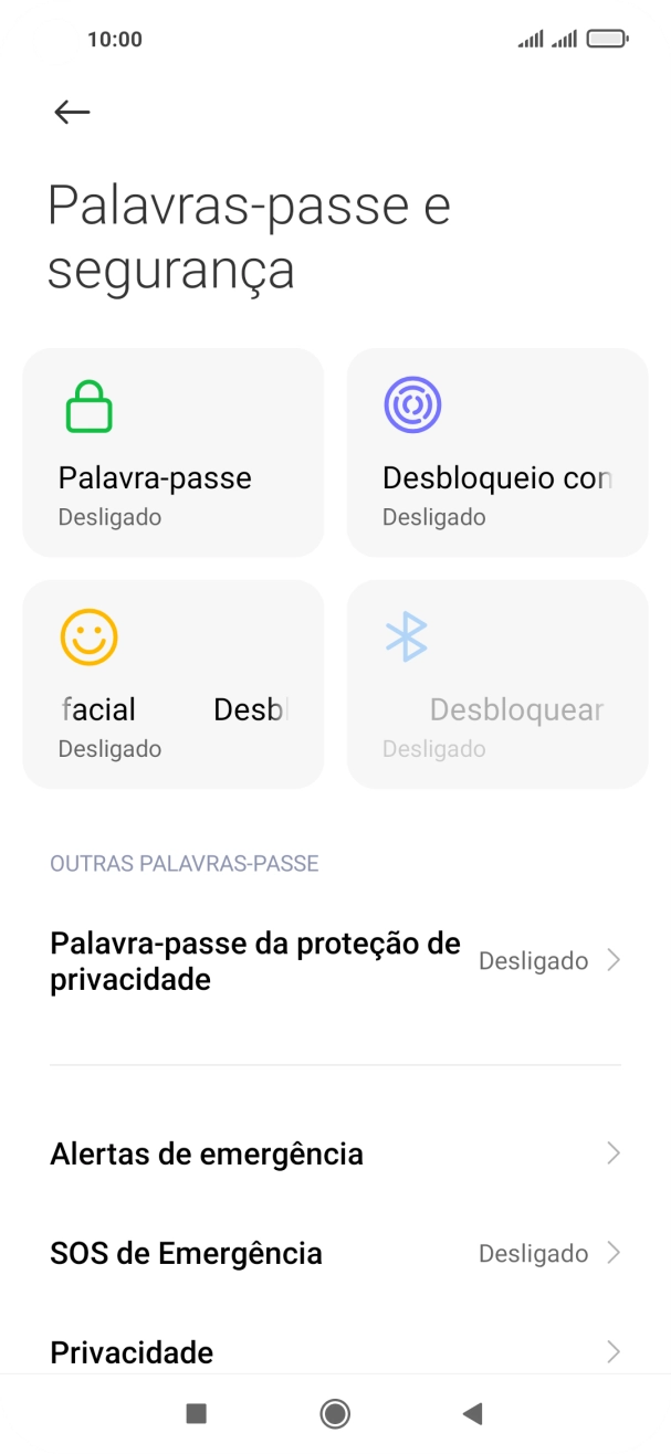 Prima Desbloqueio com impressão digital.