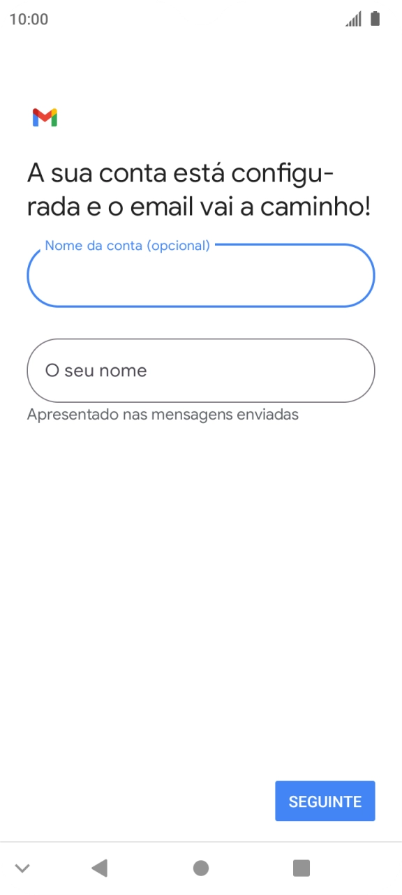 Prima O seu nome e introduza o nome do remetente pretendido.