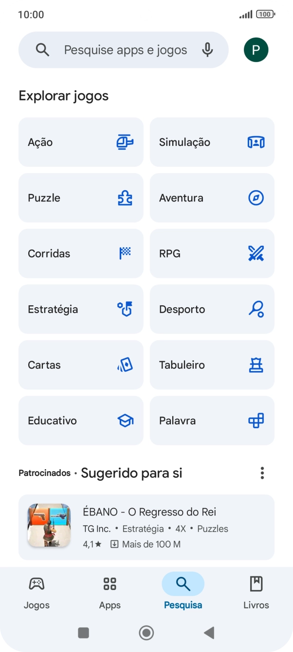 Prima a caixa de pesquisa.