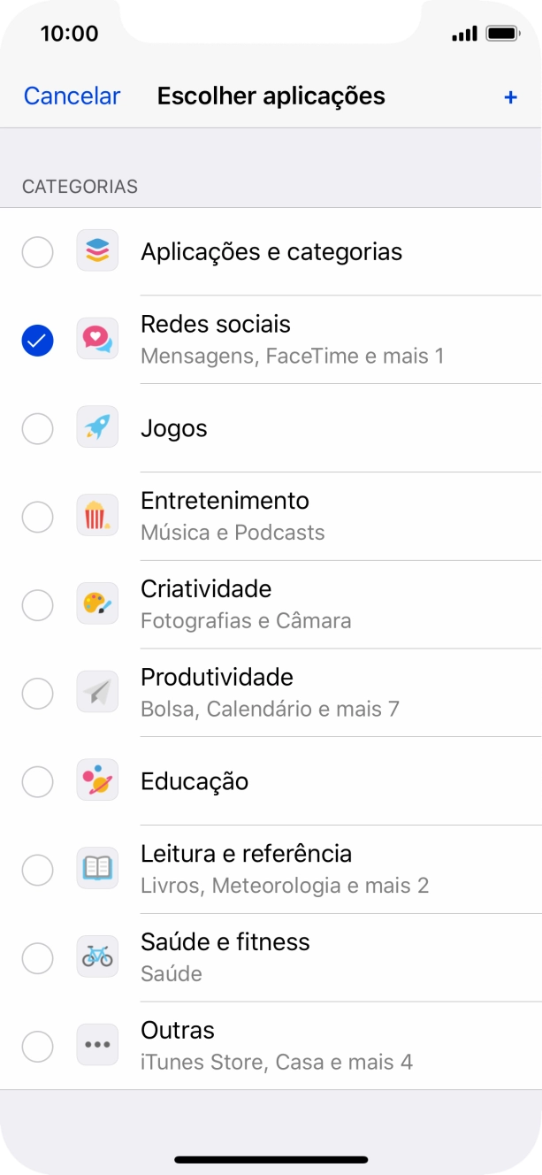 Prima o ícone para adicionar.