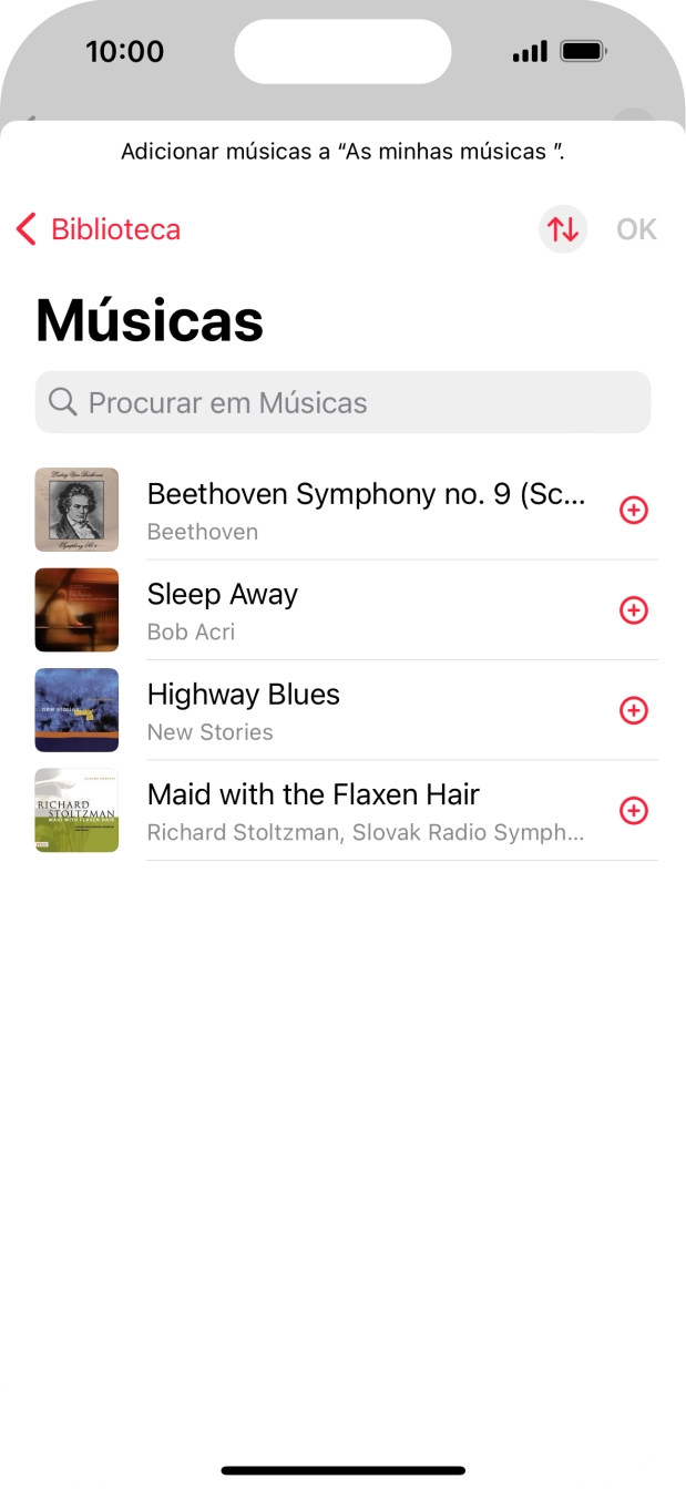 Vá até à categoria pretendida e prima o ficheiro de música pretendido.