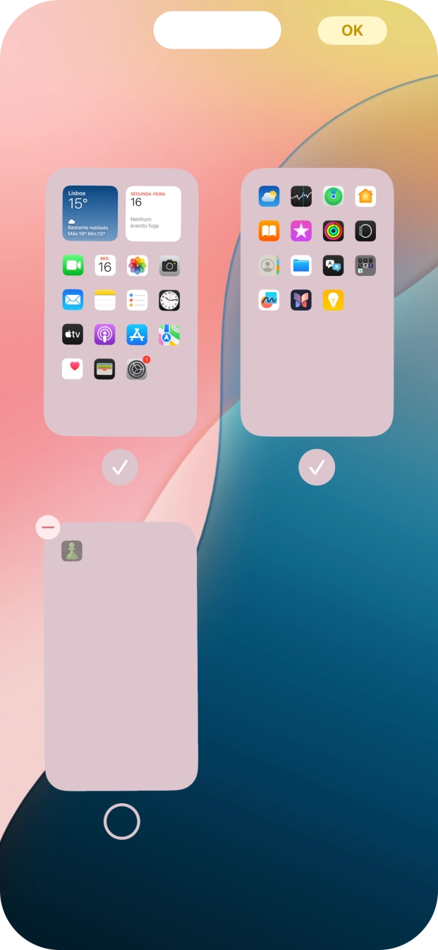 Prima o ícone de apagar junto do ecrã inicial pretendido.