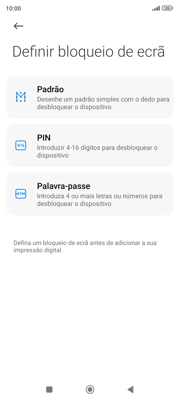Prima o código de bloqueio do telefone pretendido e siga as indicações no ecrã para estabelecer um código de bloqueio adicional.
