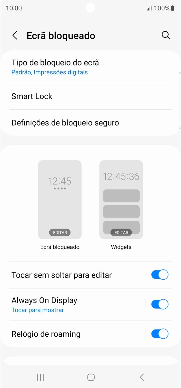 Prima Tipo de bloqueio do ecrã e introduza o código adicional de bloqueio do telefone que criou anteriormente.