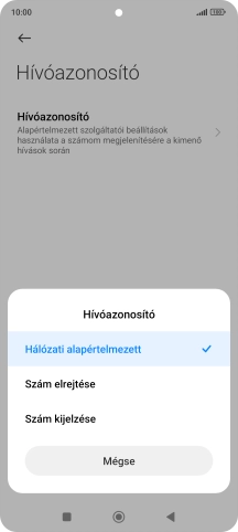 Válaszd a Szám kijelzése lehetőséget a hívószámküldés bekapcsolásához.