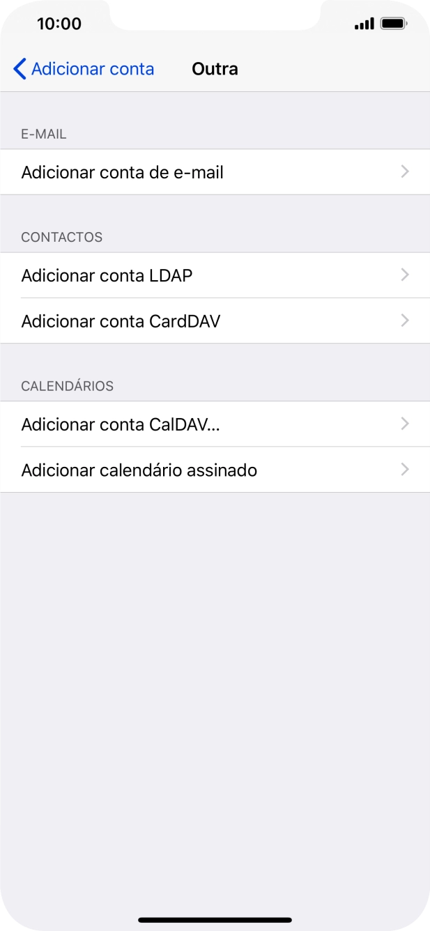 Prima Adicionar conta de e-mail.