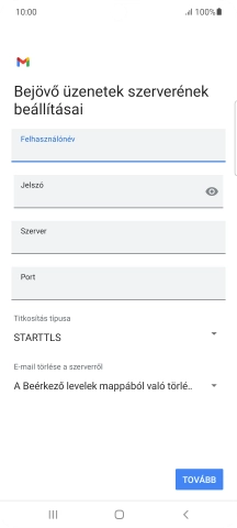 Kattints a „Szerver” alatti mezőre, és írd be az e-mail szolgáltatód bejövő szerverének a nevét.