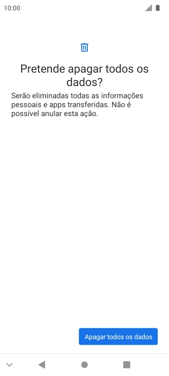 Prima Apagar todos os dados. Aguarde um momento enquanto o telefone restabelece as definições originais. Siga as indicações no ecrã para configurar o telefone de modo que este fique pronto a ser utilizado.