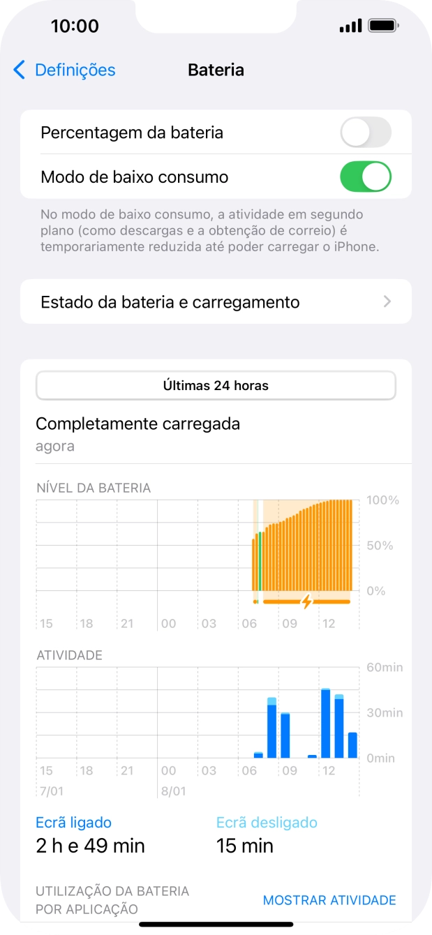 Para voltar ao ecrã inicial, deslize o dedo de baixo para cima a partir da base do ecrã.