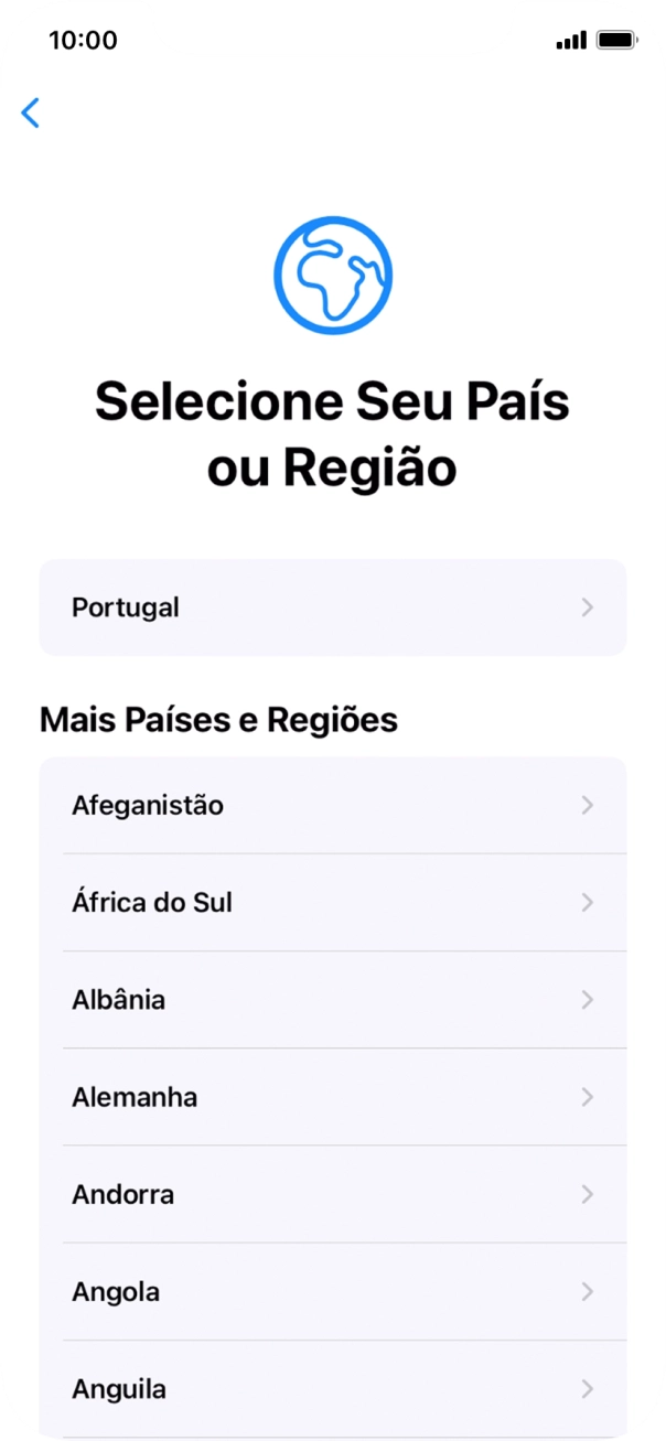 Prima a área ou país pretendido.