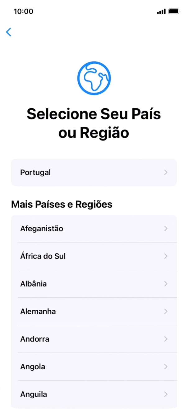 Prima a área ou país pretendido.