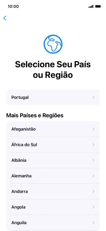 Prima a área ou país pretendido.