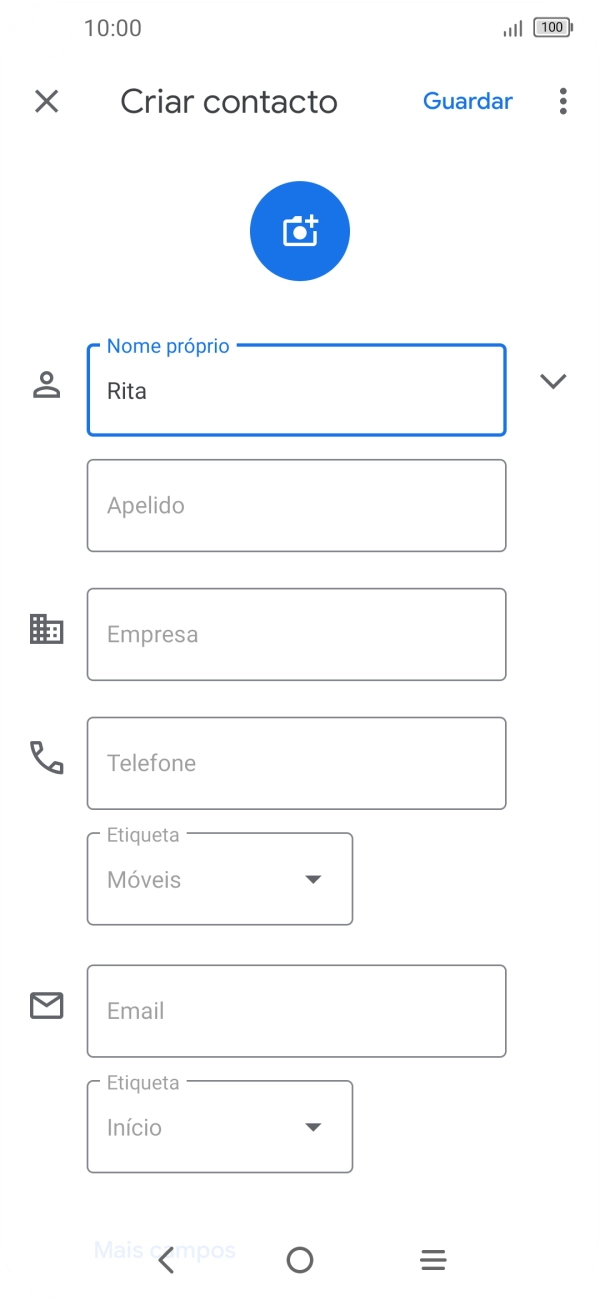 Prima Apelido e introduza o apelido.