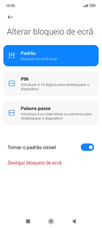 Prima Desligar bloqueio de ecrã e introduza o código adicional de bloqueio do telefone que criou anteriormente.