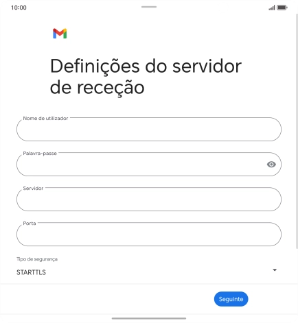 Prima Nome de utilizador e introduza o nome de utilizador da sua conta de e-mail na Vodafone.