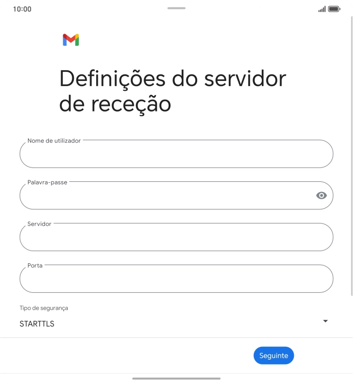 Prima Nome de utilizador e introduza o nome de utilizador da sua conta de e-mail na Vodafone.