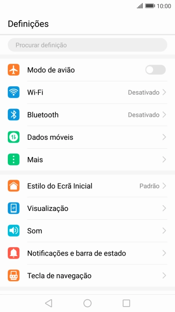 Prima Notificações e barra de estado.