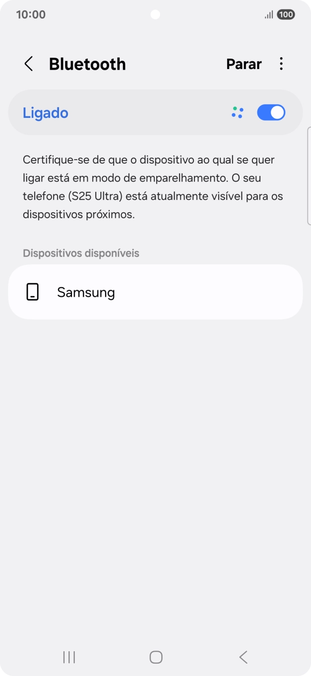Prima o dispositivo Bluetooth pretendido e siga as indicações no ecrã para emparelhar o dispositivo pretendido com o telefone.