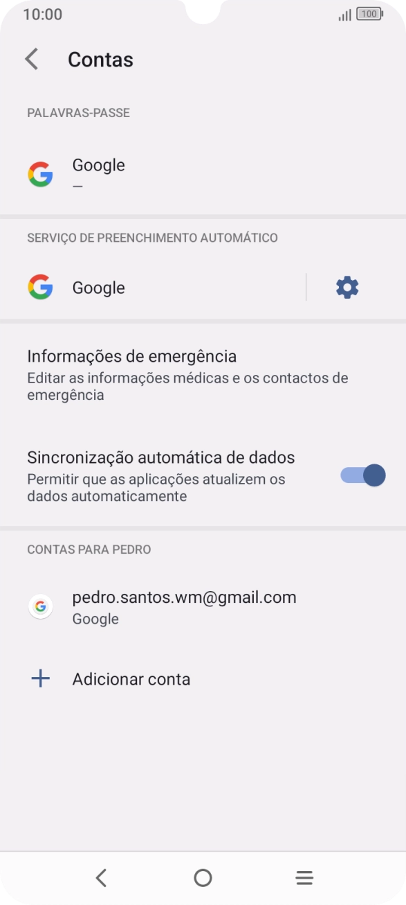 Prima Adicionar conta.