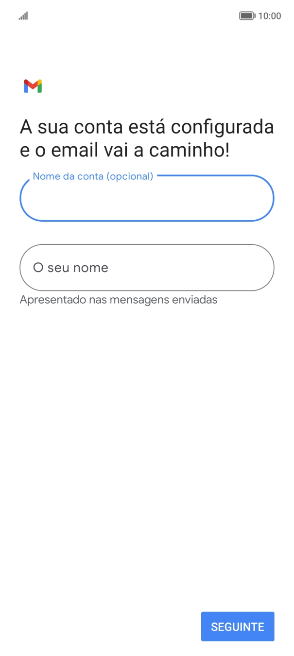 Prima O seu nome e introduza o nome do remetente pretendido.