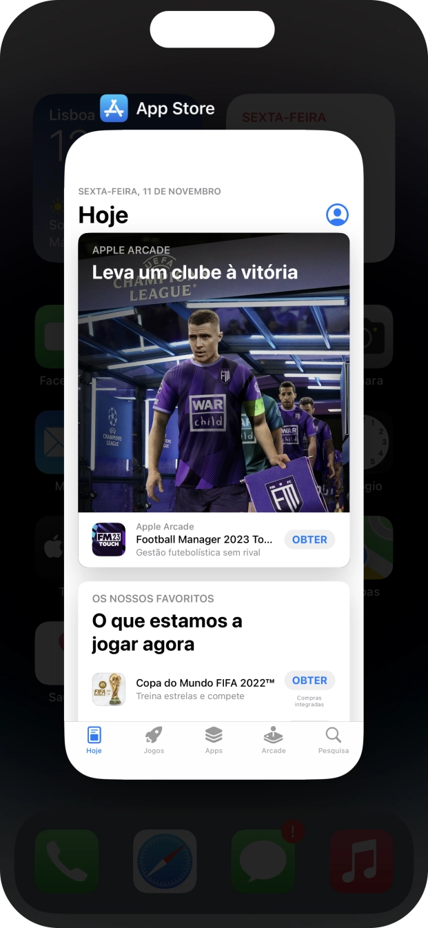 Deslize o dedo para cima sobre a aplicação pretendida para a terminar.