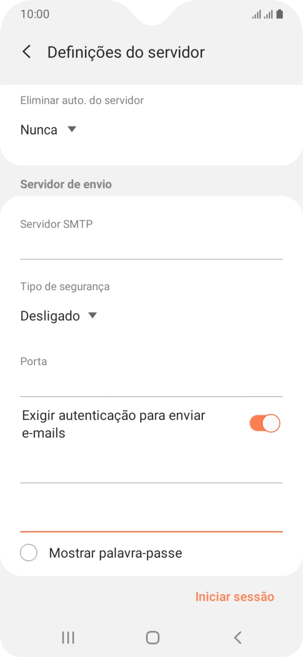 Prima Iniciar sessão.