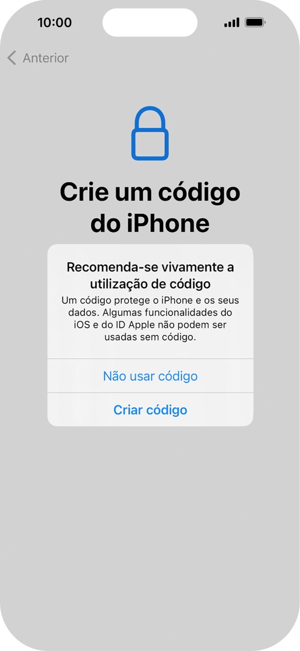 Se desativar a função, prima Não usar código.
