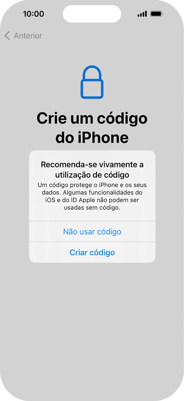 Se desativar a função, prima Não usar código.