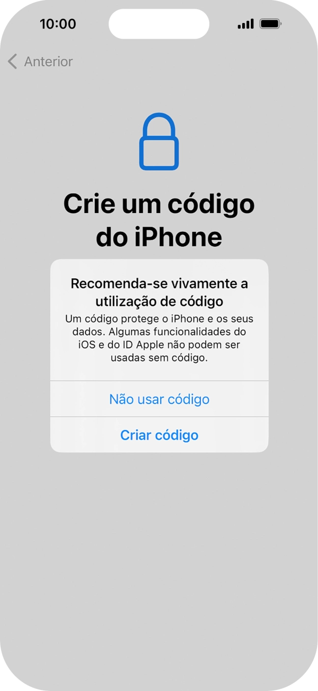 Se desativar a função, prima Não usar código.