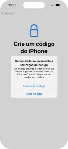 Se desativar a função, prima Não usar código.