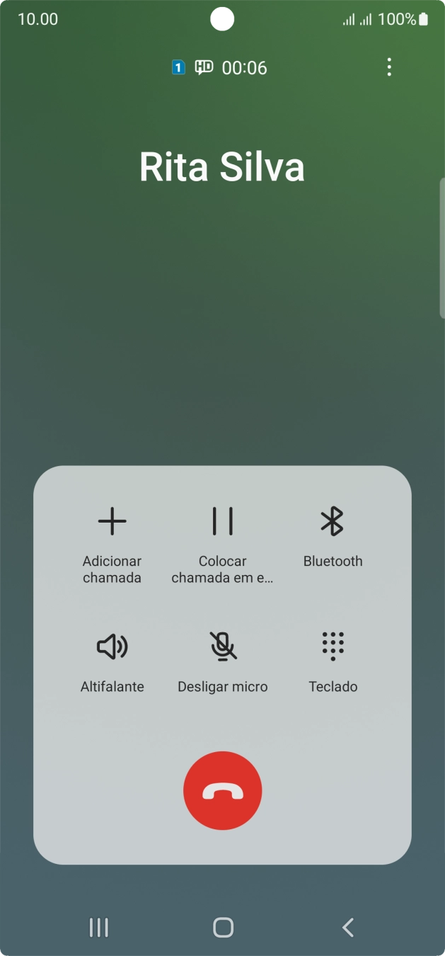 Prima o ícone para terminar a chamada.