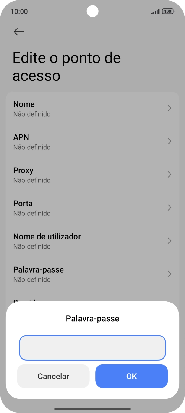 Introduza vodafone e prima OK.