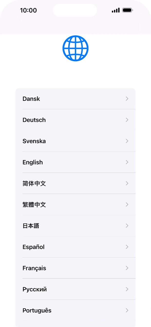 Prima o idioma pretendido.