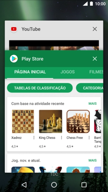 Deslize o dedo para baixo no ecrã.