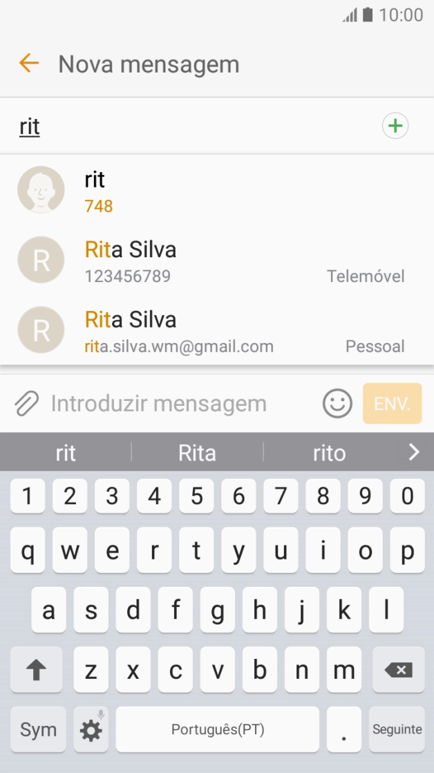 Prima o contacto pretendido.