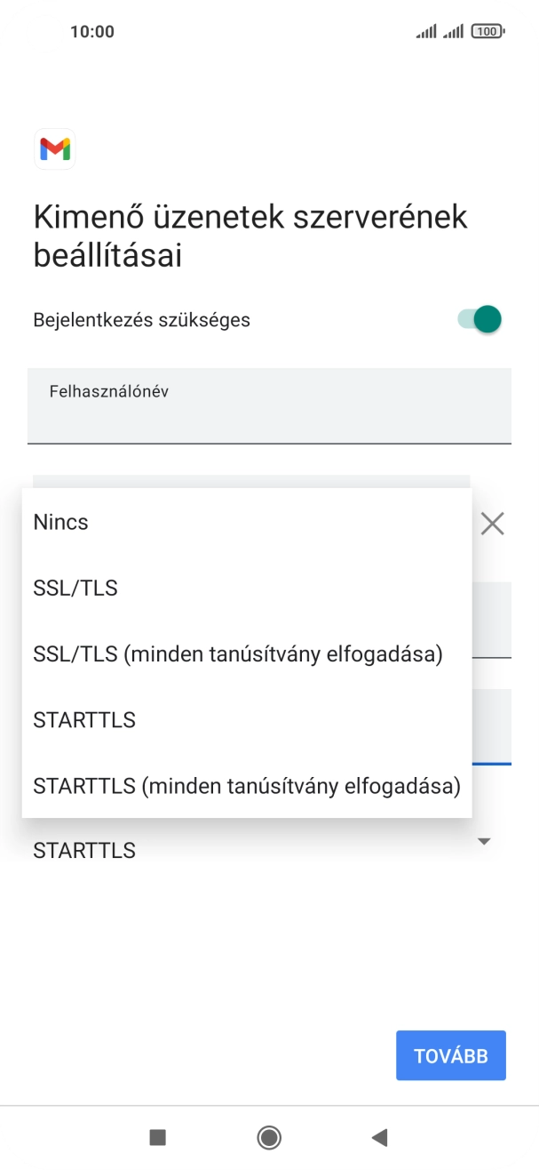Válaszd a Nincs lehetőséget.