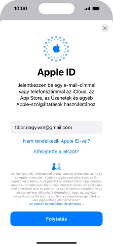 Válaszd a Folytatás lehetőséget.