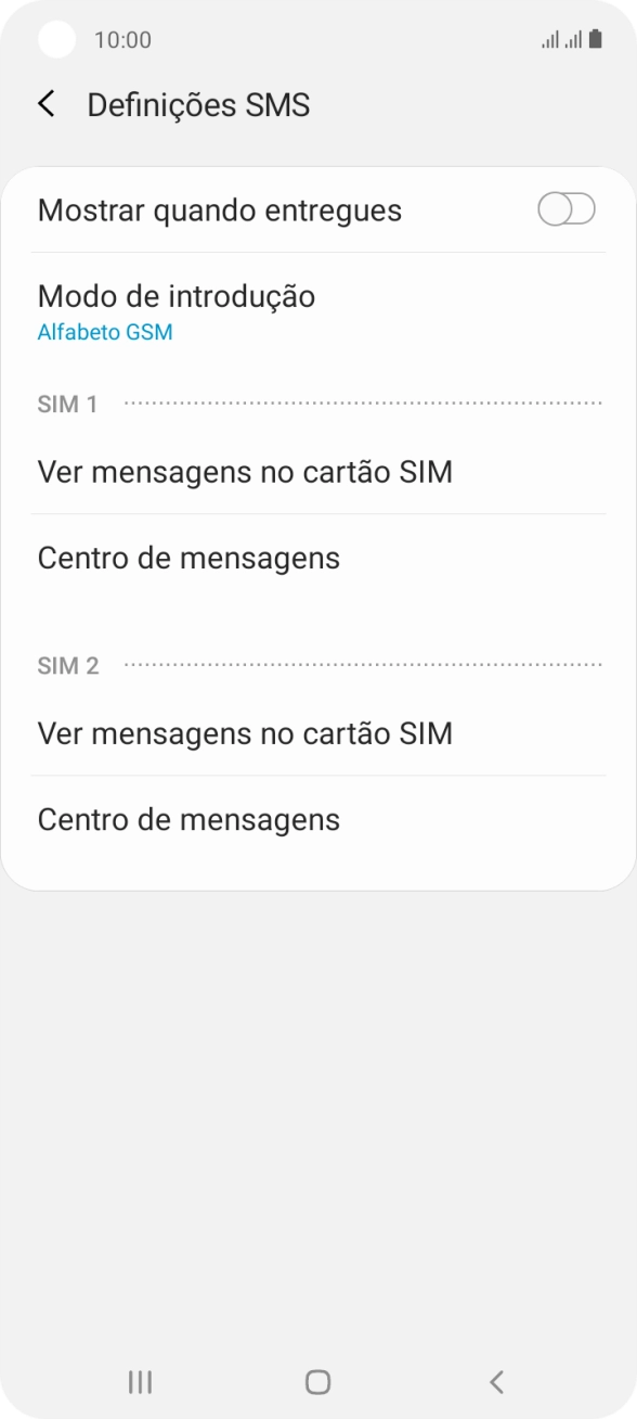 Prima Centro de mensagens sob o cartão SIM pretendido.