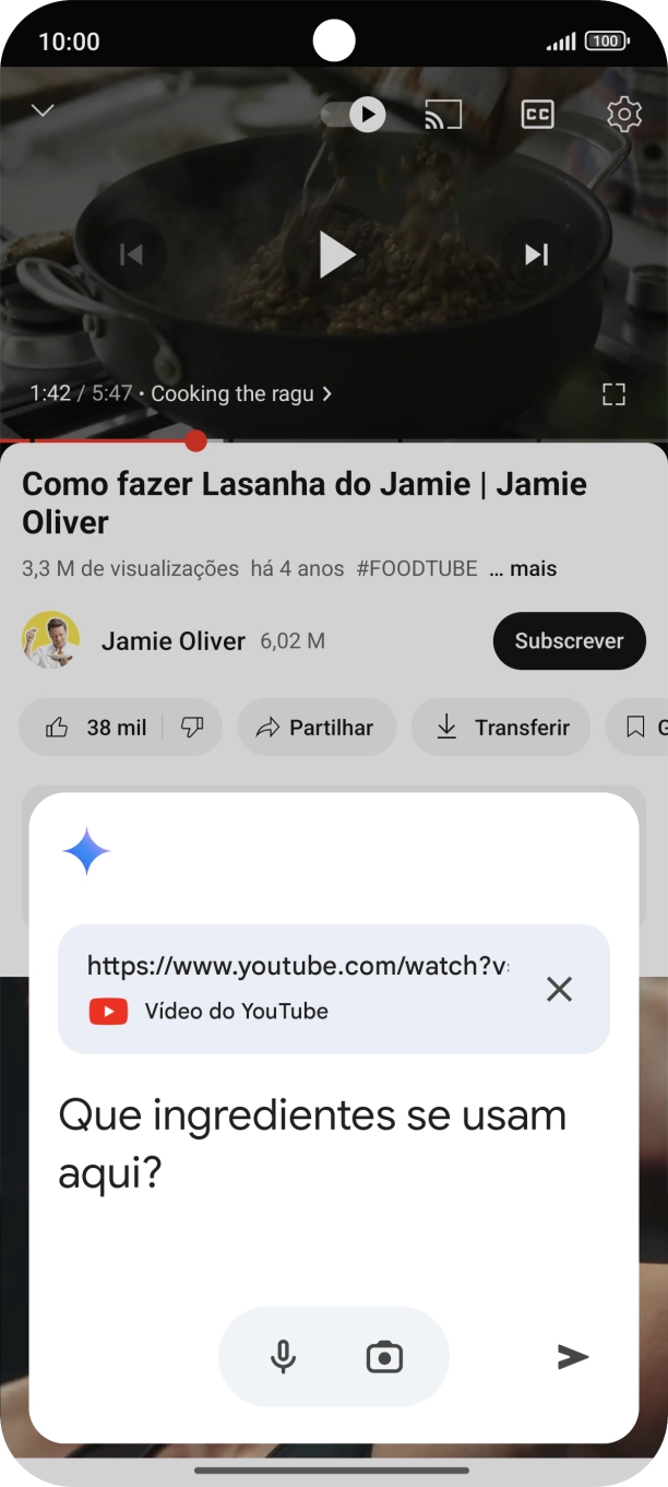 Siga as indicações no ecrã para escrever ou ditar a pergunta pretendida para o vídeo.