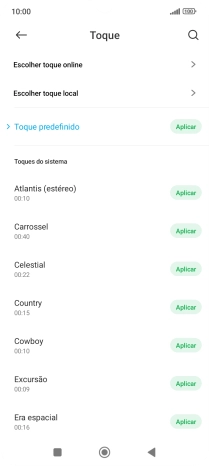 Prima os tons de toque pretendidos para os ouvir.