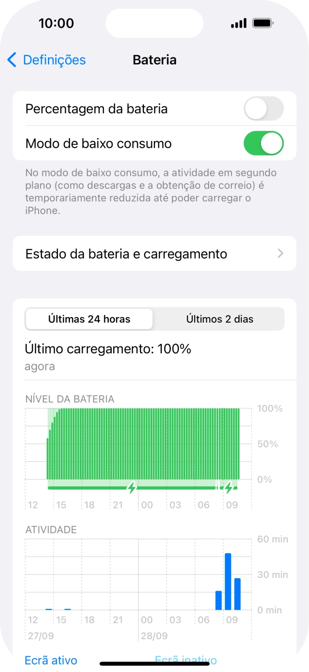 Para voltar ao ecrã inicial, deslize o dedo de baixo para cima a partir da base do ecrã.