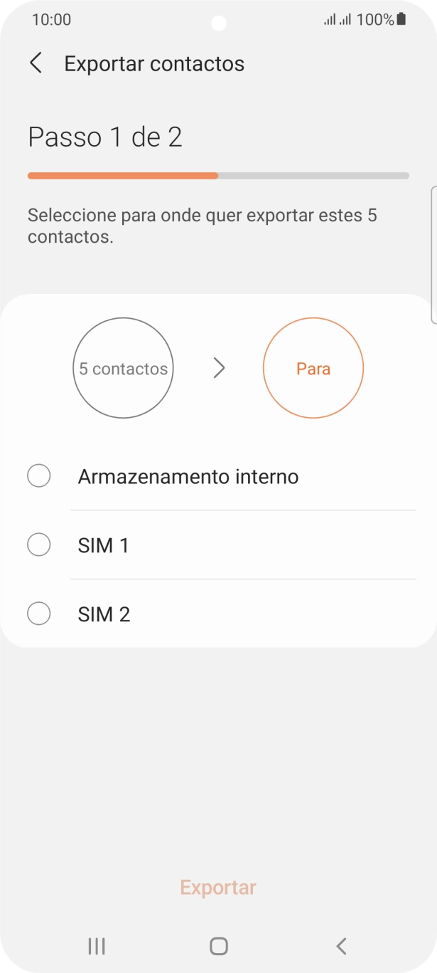 Prima o cartão SIM pretendido.