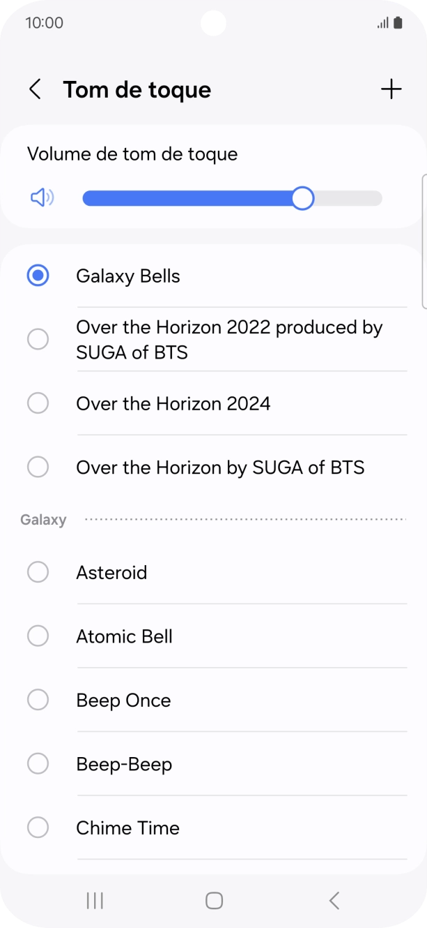 Prima os tons de toque pretendidos para os ouvir.