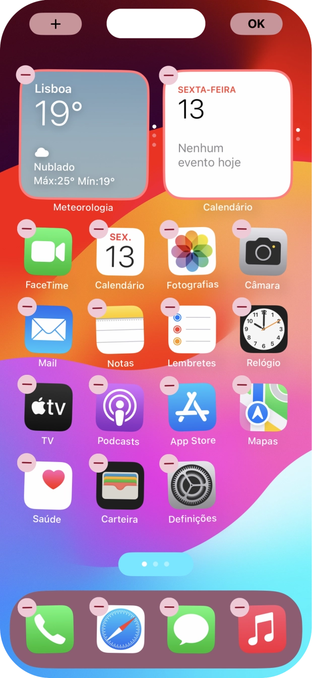 Prima o ícone de páginas do ecrã inicial.
