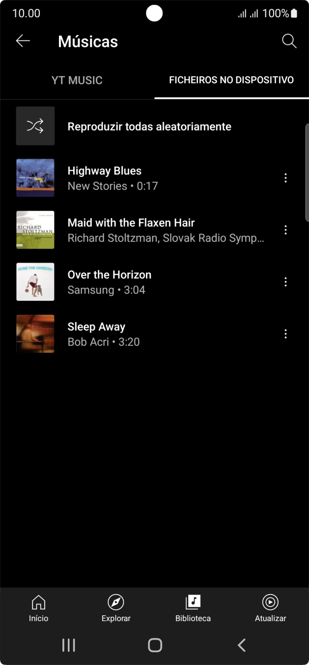 Prima o ficheiro de música pretendido.