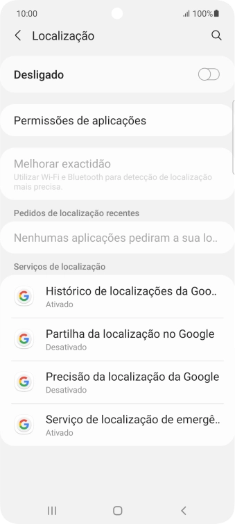 Prima o indicador para ativar ou desativar a função.