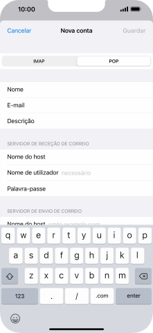 Prima Nome de utilizador e introduza o nome de utilizador da sua conta de e-mail.