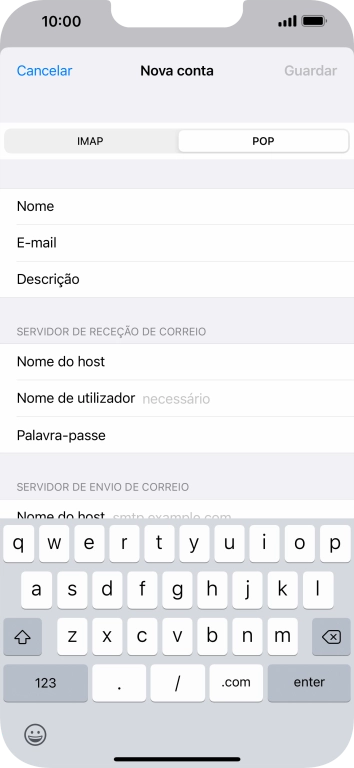 Prima Nome de utilizador e introduza o nome de utilizador da sua conta de e-mail.