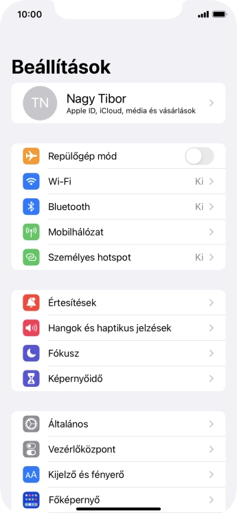 Válaszd a Mobilhálózat lehetőséget.